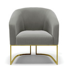 Poltrona Decorativa Industrial Dourado Kit 2 Stella Suede D03