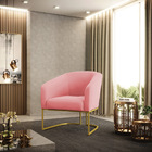 Poltrona Decorativa Industrial Dourado Kit 2 Stella Suede D03