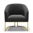 Poltrona Decorativa Industrial Dourado Kit 2 Stella Suede Pre