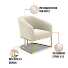 Poltrona Decorativa Industrial Dourado Stella Bouclê Bege D03