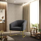 Poltrona Decorativa Industrial Dourado Stella Bouclê Grafite