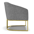 Poltrona Decorativa Industrial Dourado Stella Linho Grafite