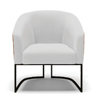 Poltrona Decorativa Industrial Preta Stella Nozes/linho Cinza