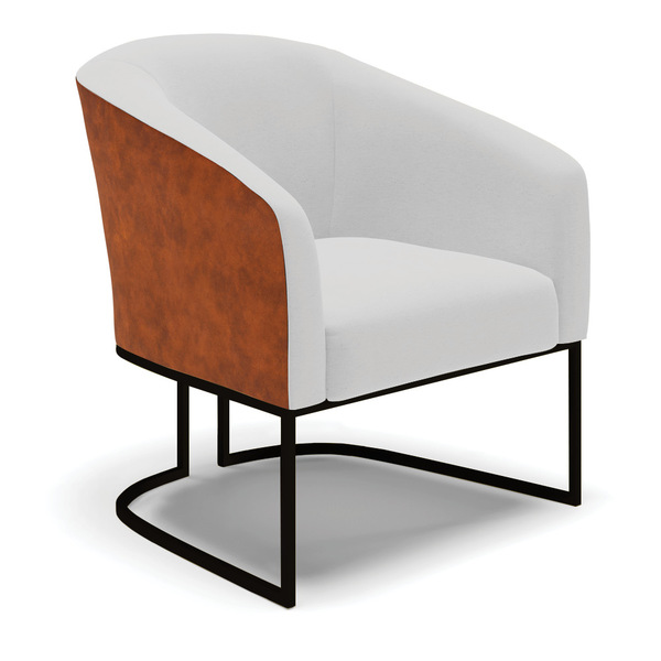 Poltrona Decorativa Industrial Preta Stella Nozes/linho Cinza