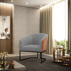 Poltrona Decorativa Industrial Preta Stella Nozes/linho Grafi