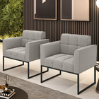 Poltrona Decorativa Industrial Preto Kit 2 Elisa Bouclê Cinza