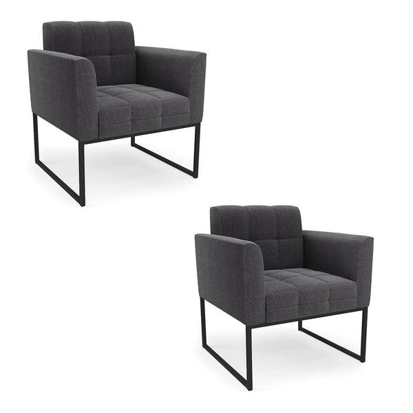 Poltrona Decorativa Industrial Preto Kit 2 Elisa Bouclê Grafi