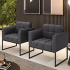 Poltrona Decorativa Industrial Preto Kit 2 Elisa Bouclê Grafi