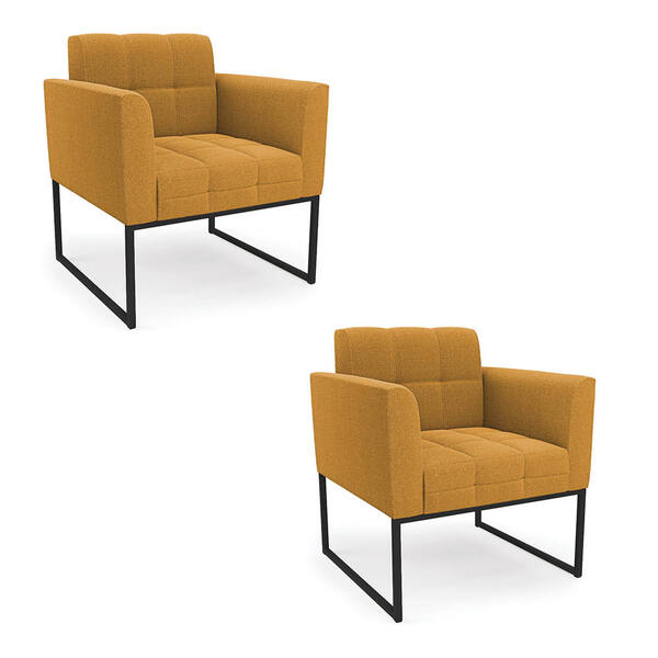 Poltrona Decorativa Industrial Preto Kit 2 Elisa Bouclê Mosta