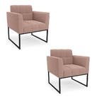 Poltrona Decorativa Industrial Preto Kit 2 Elisa Bouclê Rosê