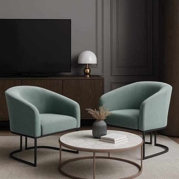 Poltrona Decorativa Industrial Preto Kit 2 Stella Cotelê Ext/