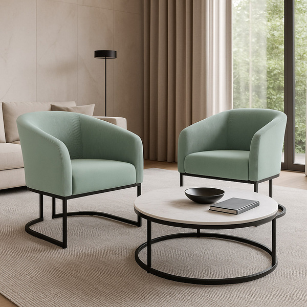 Poltrona Decorativa Industrial Preto Kit 2 Stella Cotelê Int/