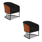 Poltrona Decorativa Industrial Preto Kit 2 Stella Nozes/linho