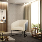 Poltrona Decorativa Industrial Preto Kit 2 Stella Preto/linho