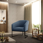 Poltrona Decorativa Industrial Preto Kit 2 Stella Suede Azul