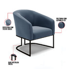 Poltrona Decorativa Industrial Preto Kit 2 Stella Suede Azul