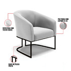 Poltrona Decorativa Industrial Preto Kit 2 Stella Suede D03 -