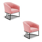 Poltrona Decorativa Industrial Preto Kit 2 Stella Suede D03 -