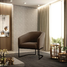 Poltrona Decorativa Industrial Preto Kit 2 Stella Suede Marro