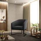 Poltrona Decorativa Industrial Preto Kit 2 Stella Suede Preto