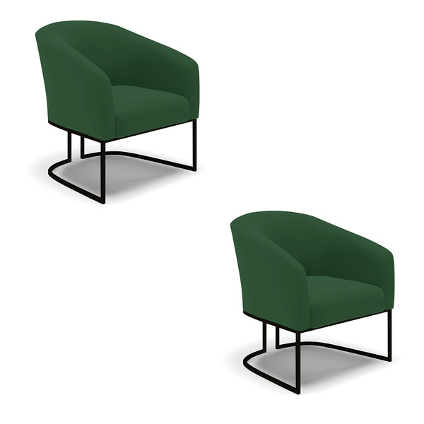 Poltrona Decorativa Industrial Preto Kit 2 Stella Veludo D03