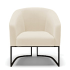 Poltrona Decorativa Industrial Preto Stella Linho Bege D03 -