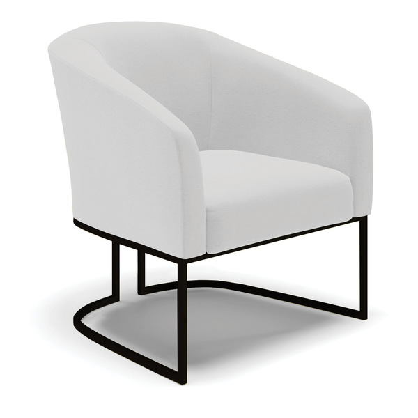 Poltrona Decorativa Industrial Preto Stella Linho Cinza D03 -