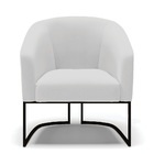 Poltrona Decorativa Industrial Preto Stella Linho Cinza D03 -