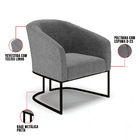 Poltrona Decorativa Industrial Preto Stella Linho Grafite D03