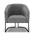 Poltrona Decorativa Industrial Preto Stella Linho Grafite D03