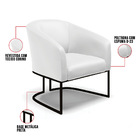 Poltrona Decorativa Industrial Preto Stella Sintético Branco