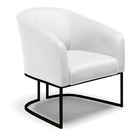 Poltrona Decorativa Industrial Preto Stella Sintético Branco