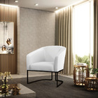 Poltrona Decorativa Industrial Preto Stella Sintético Branco