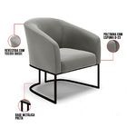 Poltrona Decorativa Industrial Preto Stella Suede Grafite D03