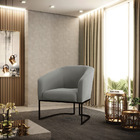 Poltrona Decorativa Industrial Preto Stella Suede Grafite D03