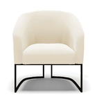 Poltrona Decorativa Industrial Preto Stella Veludo Bege D03 -