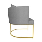 Poltrona Decorativa Infinity Base Metálica Dourada Linho Cinz