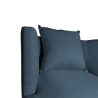Poltrona Decorativa Infinity Linho Azul Base Metálica Cobre -