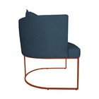 Poltrona Decorativa Infinity Linho Azul Base Metálica Cobre -