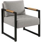 Poltrona Decorativa Ipanema Linho Cinza Escuro Metal Preto