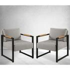 Poltrona Decorativa Ipanema Linho Cinza Escuro Metal Preto