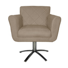 Poltrona Decorativa Isabela Em Tressê Pés Metal Giratório Sue