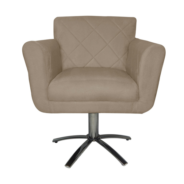 Poltrona Decorativa Isabela Em Tressê Pés Metal Giratório Sue