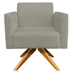Poltrona Decorativa Isabella Base Giratória Madeira Suede Nud