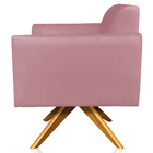 Poltrona Decorativa Isabella Base Giratória Madeira Suede Ros