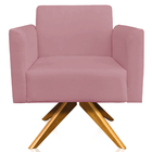 Poltrona Decorativa Isabella Base Giratória Madeira Suede Ros