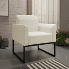 Poltrona Decorativa Isabella Base Industrial Linho Bege/preto
