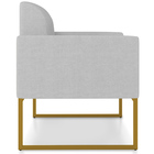 Poltrona Decorativa Isabella Base Industrial Linho Cinza/dour