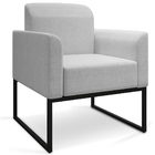 Poltrona Decorativa Isabella Base Industrial Linho Cinza/pret