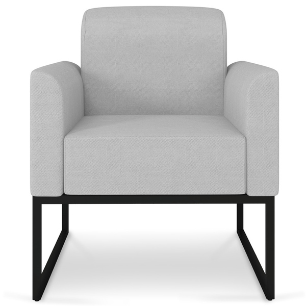 Poltrona Decorativa Isabella Base Industrial Linho Cinza/pret